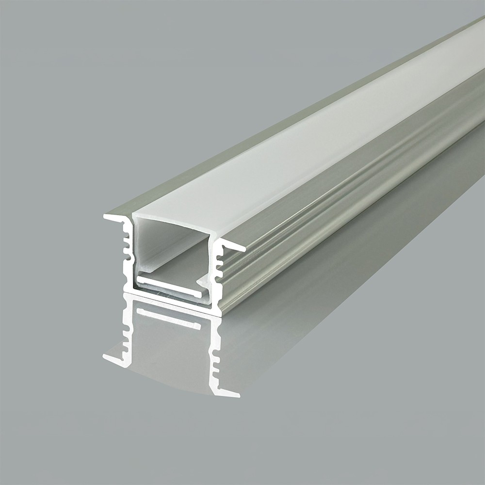 2m Indbygningsprofil Til Gulv I Aluminium   Inkl. Cover, Til Led Strips Op Til 14,1mm, Sølv, Ip20 fra V-tac