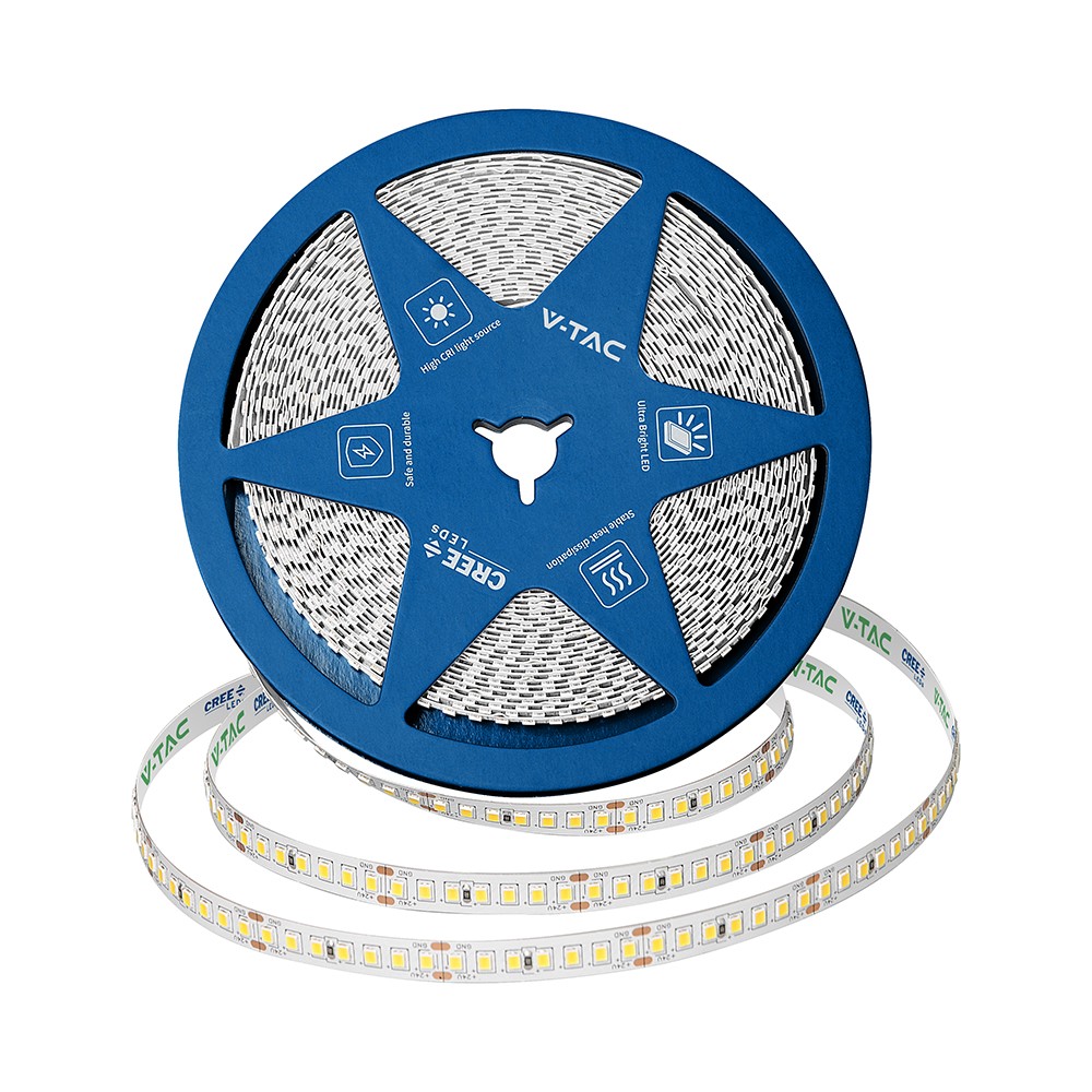 5m 12w M Led Strip, 168 Led M 24v, Ip20, 6400k, 1650lm M Kulør : Kold fra V-tac