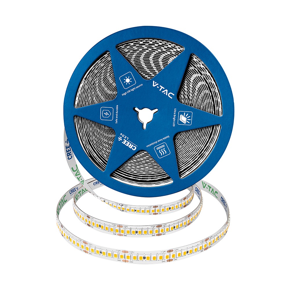 5m 18w M Led Strip, 238 Led Pr. Meter 24v, 135lm W, Ip20, 4000k, Smd2835 Kulør : Varm fra V-tac