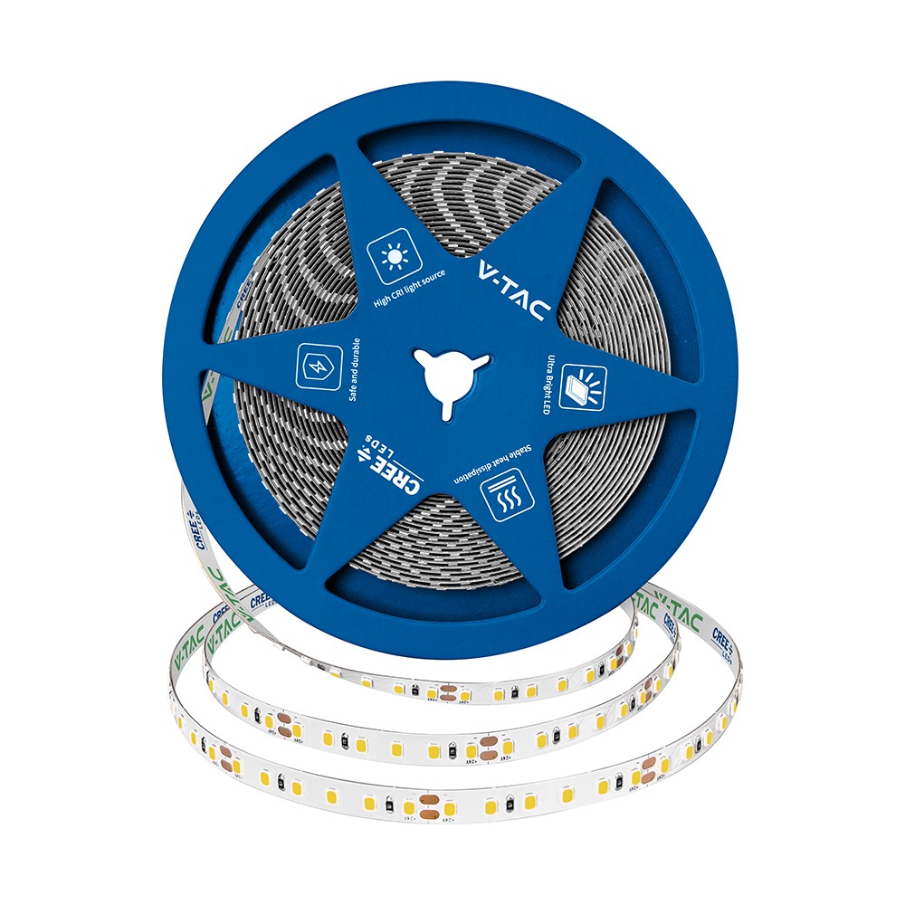 10m 7,2w M Stænktæt Led Strip 24v, Ip65, 120 Led Pr. Meter, 4000k Kulør : Kold fra V-tac