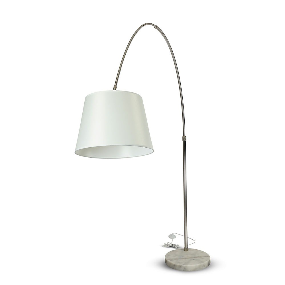 E27 Gulvlampe Med Marmorfod, 192cm   Elfenben, Metal, Max 60w, Uden Lyskilde fra V-tac