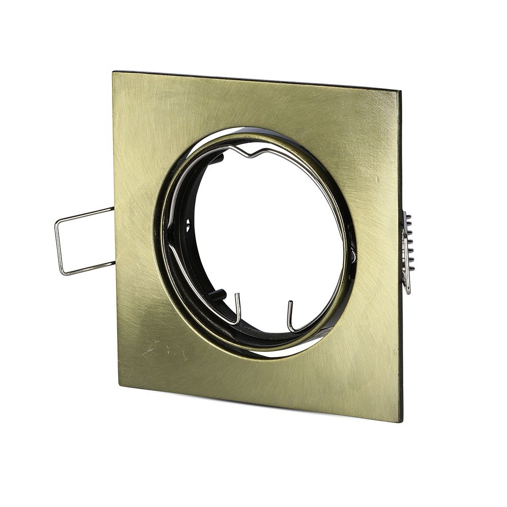 Gu10 Indbygningsspot, Firkantet Guld, Hul: ø7,4 Cm, Mål: 8,2 X 8,2 Cm, Uden Lyskilde fra V-tac