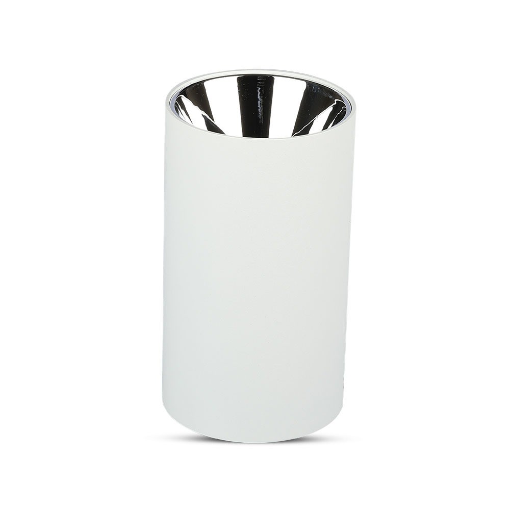 Gu10 Påbygningsspot Rund, Hvid Og Krom, Aluminium, Uden Lyskilde fra V-tac