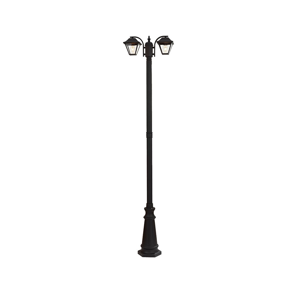 2 Hovedet Havelampe Til E27, 230cm Ip44, Sort, Aluminium, Uden Lyskilde fra V-tac