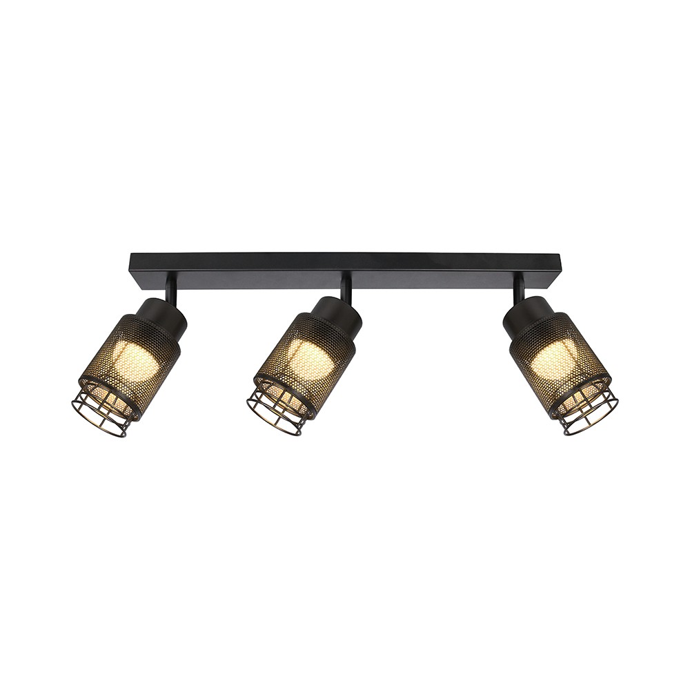 18w Led Designer Loftslampe Med 3 Spots 2160lm, 3000k, Mat Sort, Justerbar, Inkl. Lyskilde Kulør : Varm fra V-tac