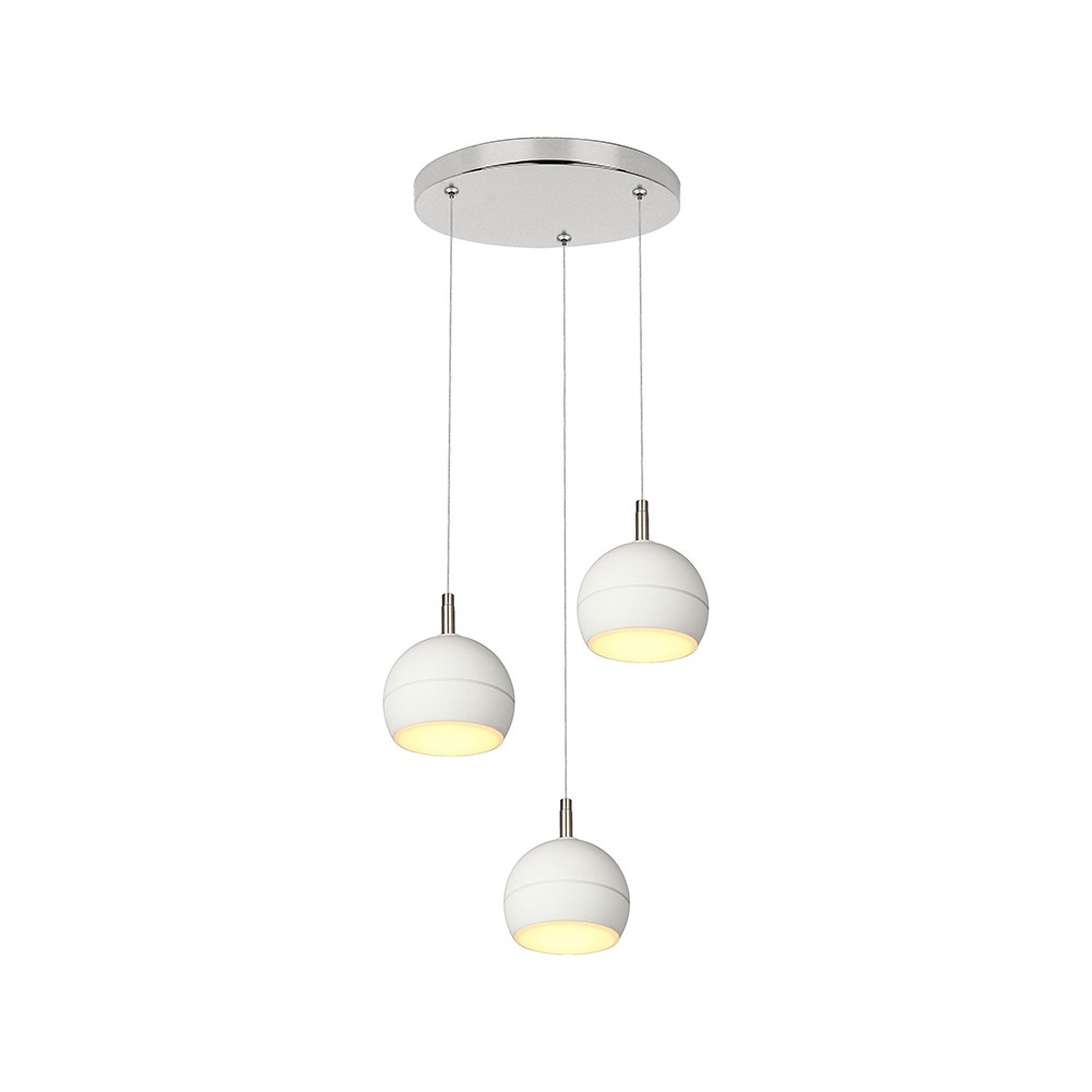 3x10w Led Designer Pendellampe 3600lm, 3000k, Børstet Nikkel, Hvid Finish Kulør : Varm fra V-tac