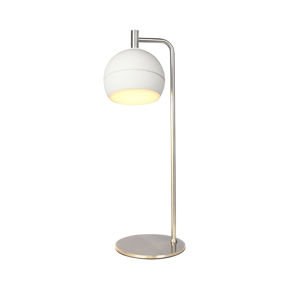 10w Dekorativ Led Bordlampe ø16 X 44 Cm, 1200lm, Børstet Nikkel Og Hvid, 3000k Kulør : Varm fra V-tac