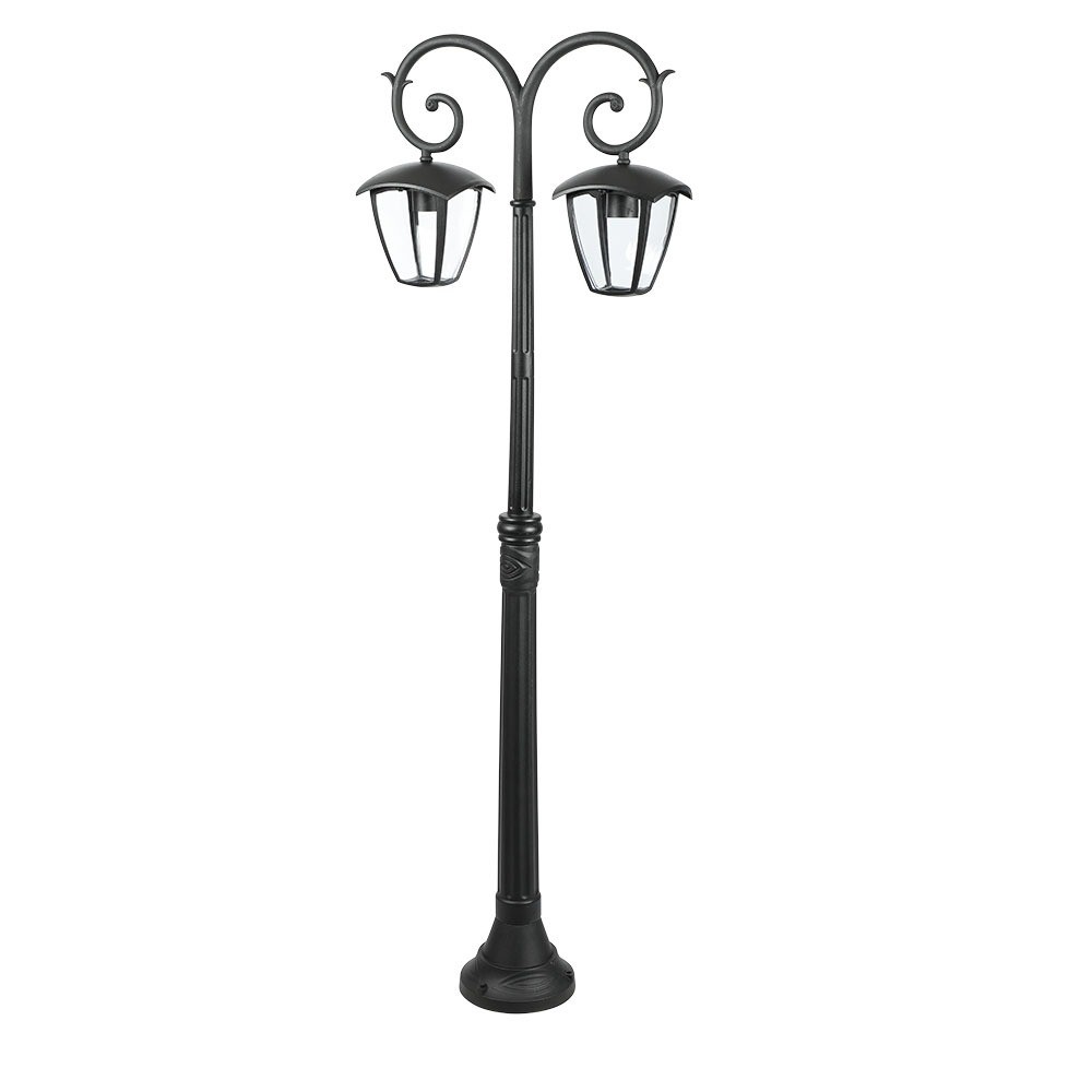 141cm Havelampe Med 2 Hoveder   Sort, Aluminium, Ip44 Udendørs, 2x E27 Fatning, Uden Lyskilde fra V-tac