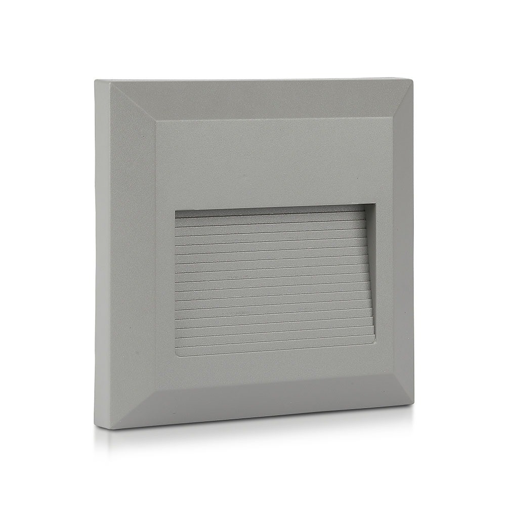 2w Led Væglampe Til Indbygning   Ip65, 12,4 X 12,4 Cm, Sort, Firkantet, 4000k, Step Light   Kulør : Neutral fra V-tac