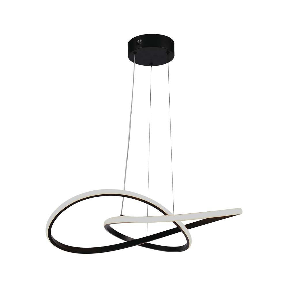 20w ø50cm Cirkulær Led Pendel   130lm W, Sort, 3000k, Moderne Design   Kulør : Varm fra V-tac