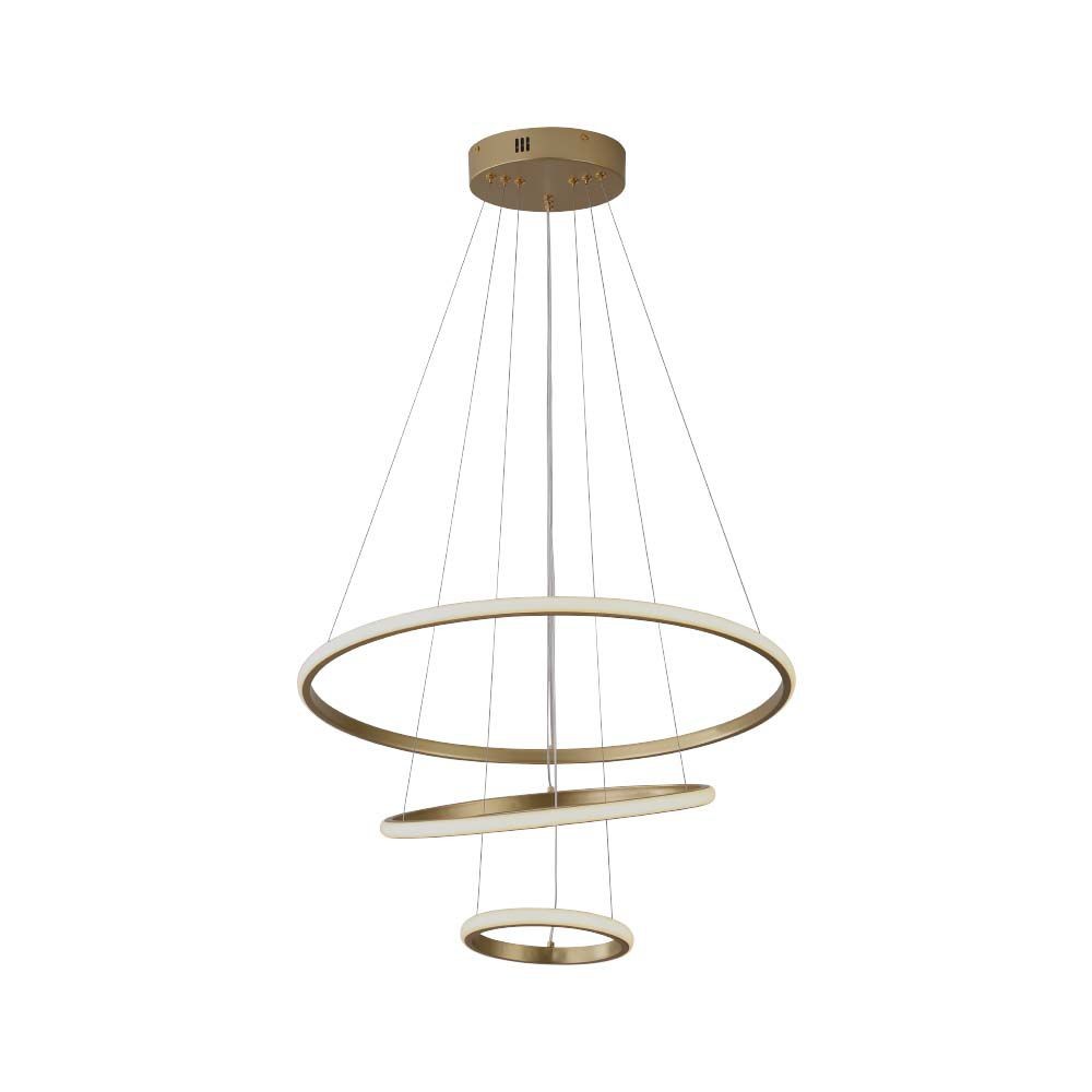 32w Led Pendel, 3 Ringe Guld, ø60+40+20cm, 3880lm, 3000k, Dekorativ Loftlampe Kulør : Varm fra V-tac