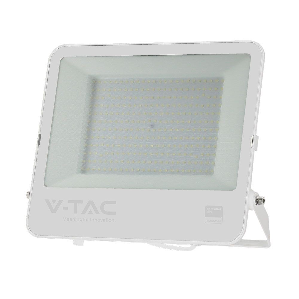 Vt 44204 Projektør 200w   Samsung Chip, 1m Ledning, 6500k Hvid, Hvidt Hus, Matteret Glas, Ip65   Kulør : Kold fra V-tac