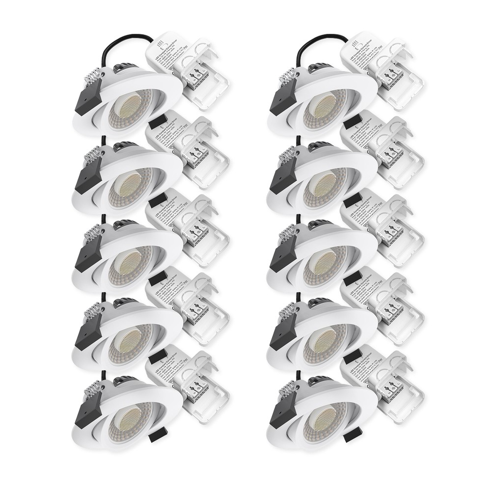 10x 7w Lavprofil Indbygningsspot Ra96   Dimtowarm+cct, Hul: ø6,8 Cm, Mål: ø8,3 Cm, Hvid Kant, Dæmpbar   Dæmpbar : Dæmpbar, Farve På Hus : Hvid fra Ledlife