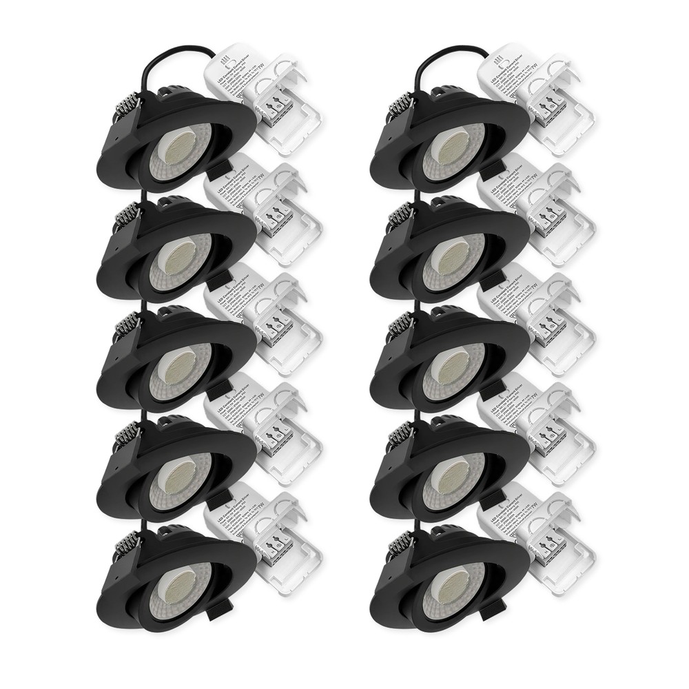 10x 7w Lavprofil Indbygningsspot Ra96   Dimtowarm+cct, Hul: ø6,8 Cm, Mål: ø8,3 Cm, Sort Kant, Dæmpbar   Dæmpbar : Dæmpbar, Farve På Hus : Sort fra Ledlife