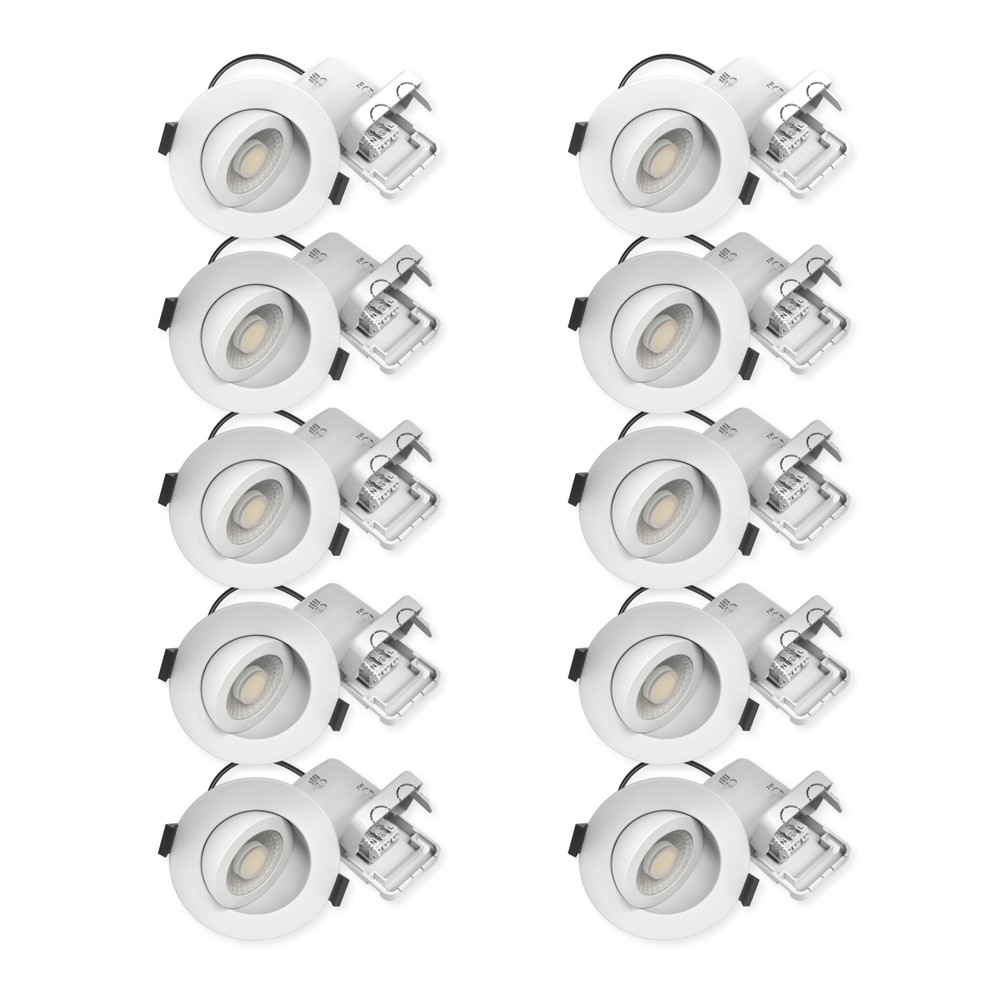 10x 7w Lavprofil Indbygningsspot Ra96   Direkte I Isolering, Dæmpbar, Hul: ø6,8 Cm, Mål: ø9,3 Cm   Dæmpbar : Dæmpbar, Farve På Hus : Hvid fra Ledlife