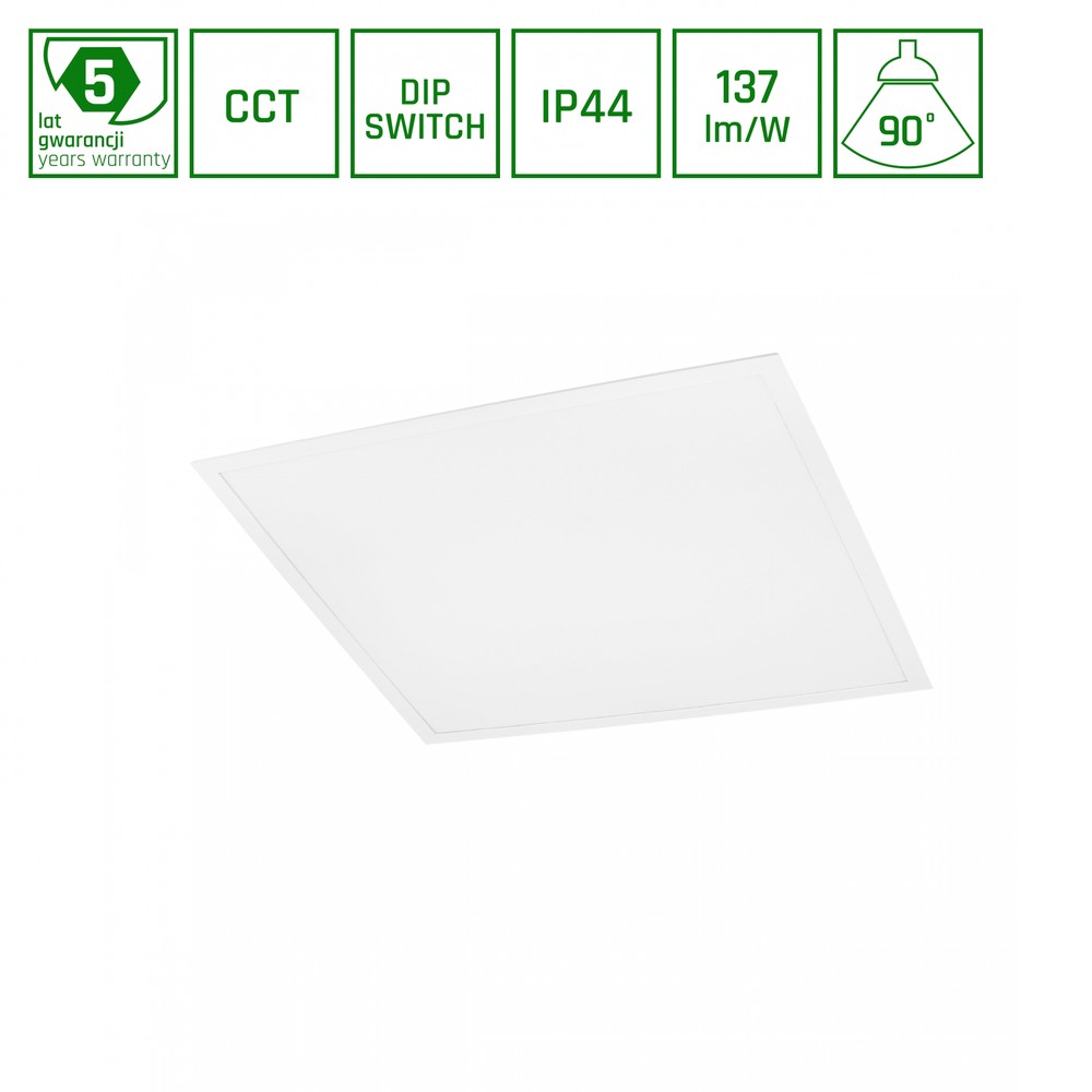 600x600 Algine Panel 26w 36w 46w   Cct 230v 90° Ip44 Ugr19 34mm Hvid 5 års Garanti   Dæmpbar : Ikke Dæmpbar fra Spectrum