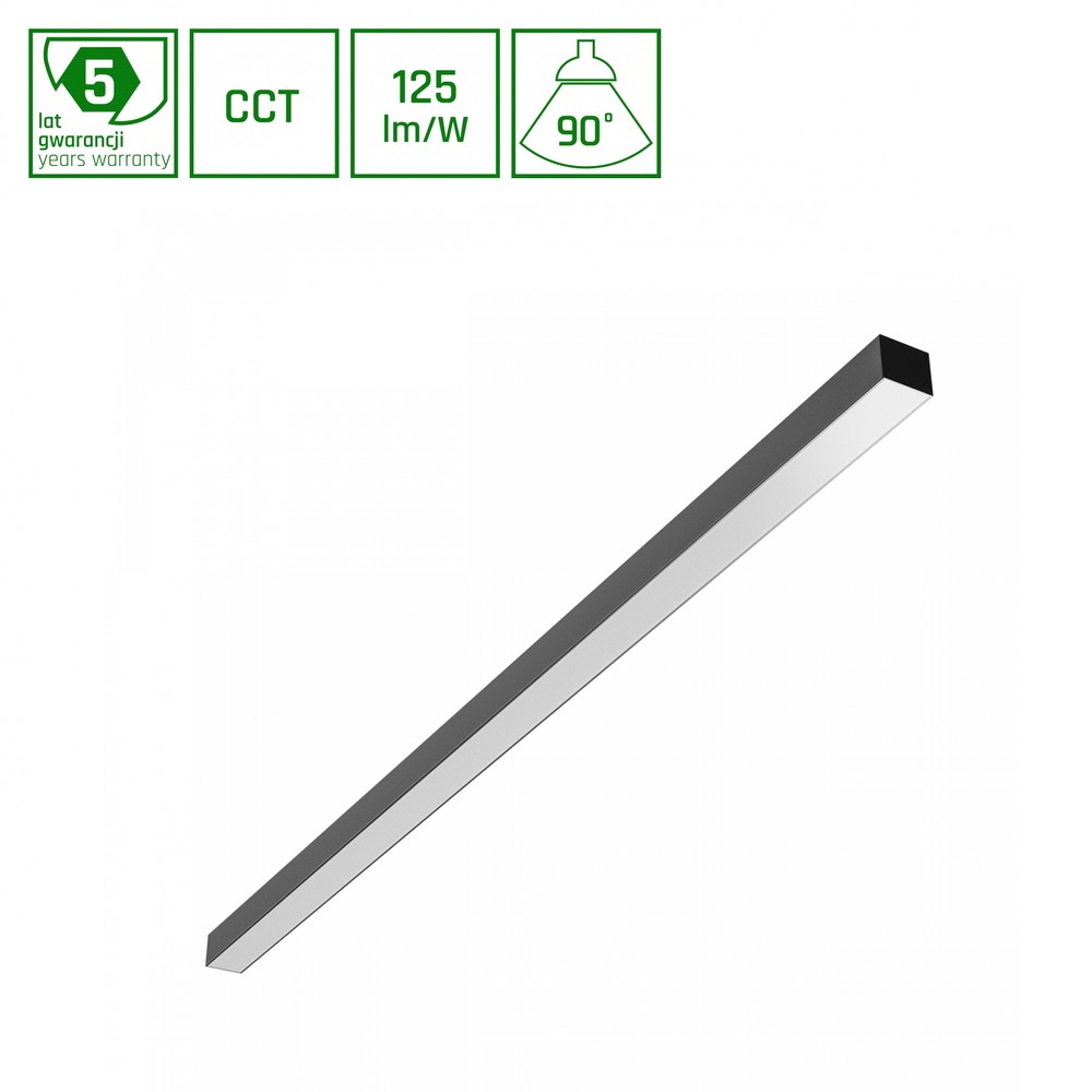 1203mm Basic Led Armatur 40w   3cct, 230v, 90°, Ip20, 42x37mm, Sort, Pr, Ugr19, Loft   Dæmpbar : Ikke Dæmpbar fra Spectrum