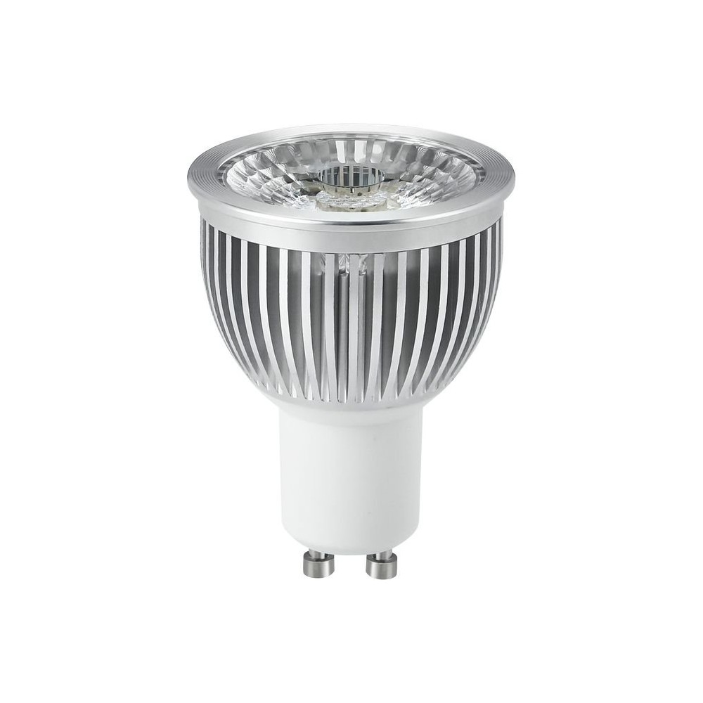 Gu10 5w Dæmpbar Led Pære   450lm, 2700k, 38°, Sølv Kant   Dæmpbar : Dæmpbar, Kulør : Varm fra Spl