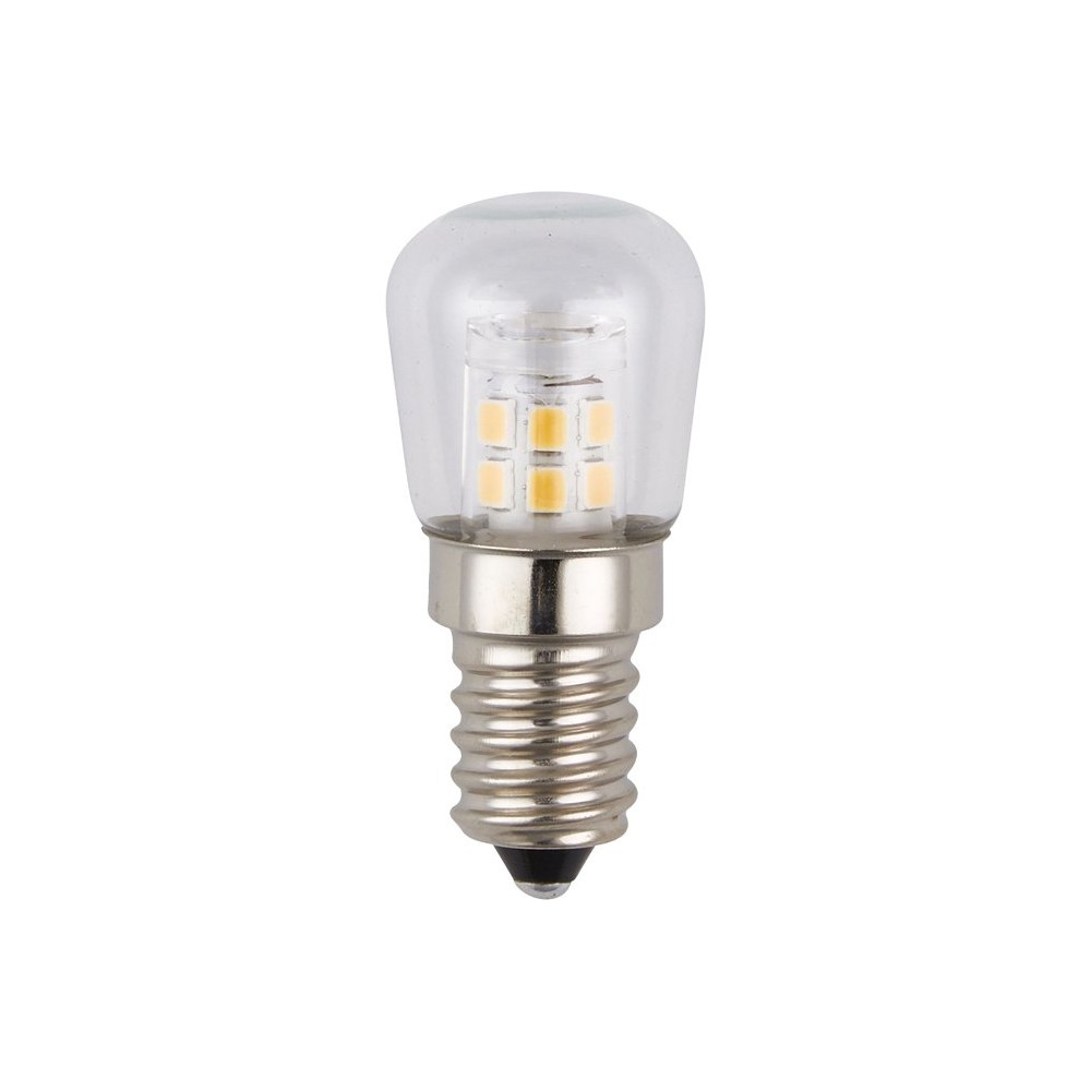 E14 2w Led Køleskabspære   5,1cm, Klar, 2700k   Kulør : Varm fra Spl