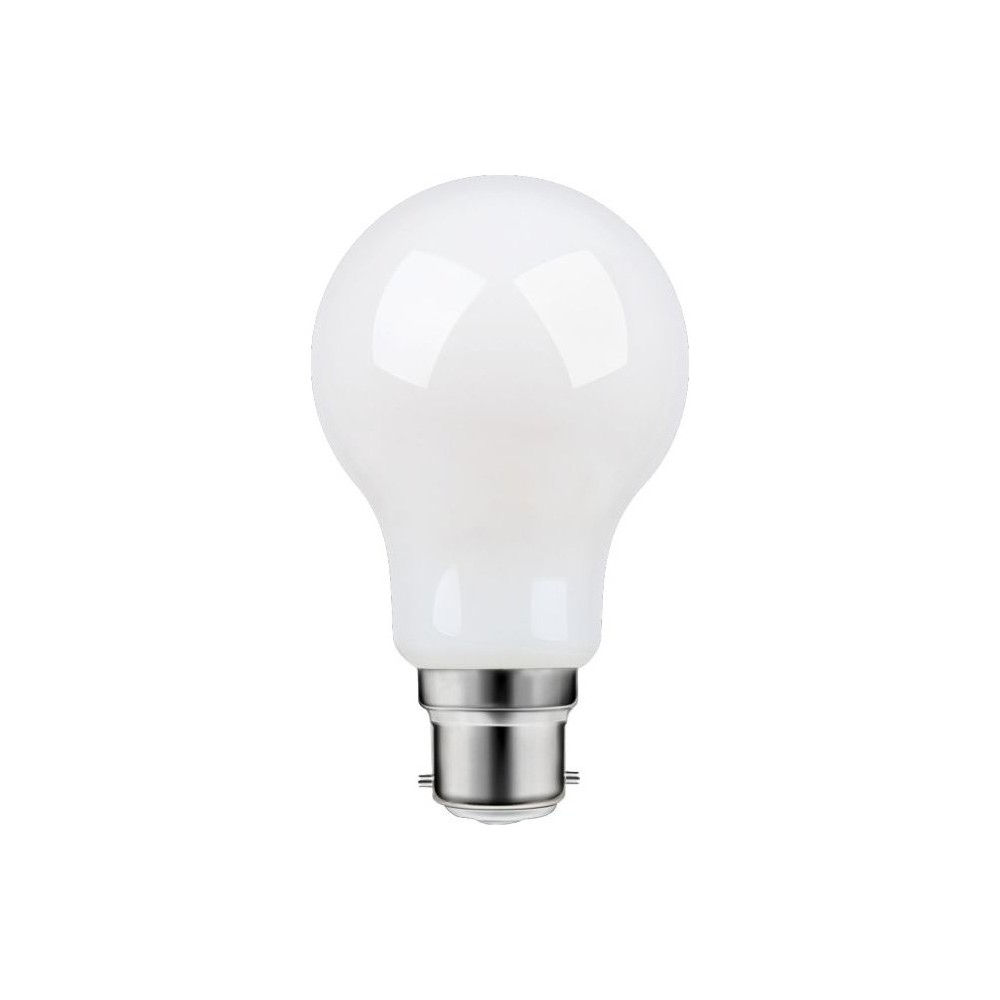 B22d 8w Dæmpbar Led Pære   A60, Filament, Mat Glas, 806lm, Varm Hvid   Dæmpbar : Dæmpbar, Kulør : Varm fra Spl