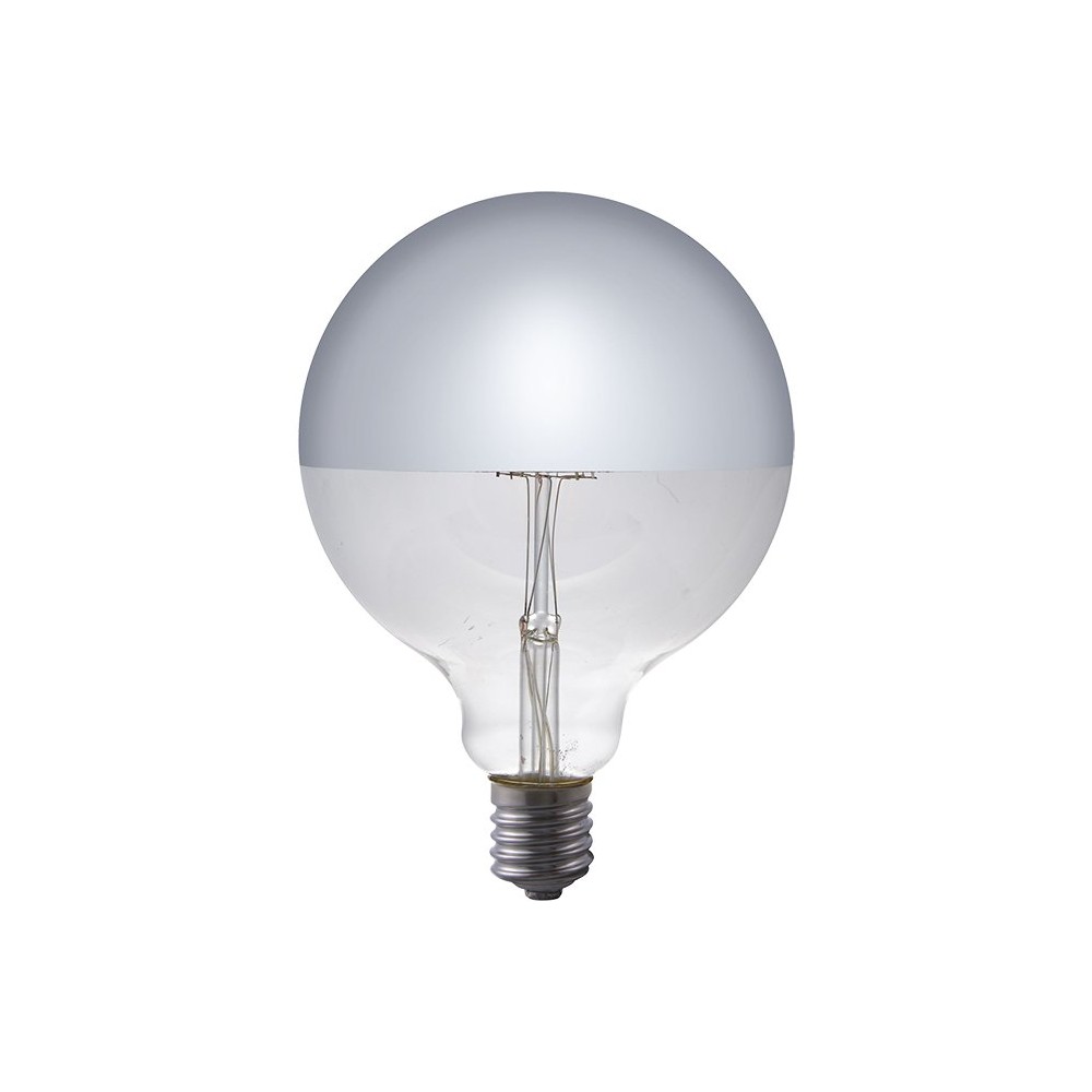 E27 4w Dæmpbar Led Globepære G125, Topforsølvet, Filament, 2500k, Sølv Spejlglas Dæmpbar : Dæmpbar, Kulør : Ekstra Varm fra Spl