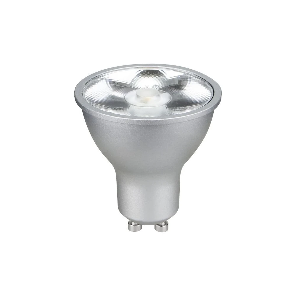 Gu10 6w Led Pære 500lm, 17°, Dæmpbar, Sølv, 2700k Dæmpbar : Dæmpbar, Kulør : Varm fra Spl