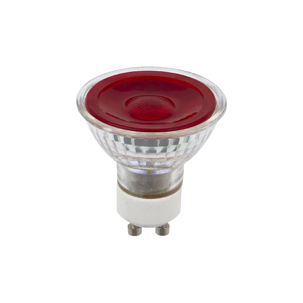 Gu10 5w Dæmpbar Led Pære Rød, 38°, Glas, 230v Dæmpbar : Dæmpbar fra Spl