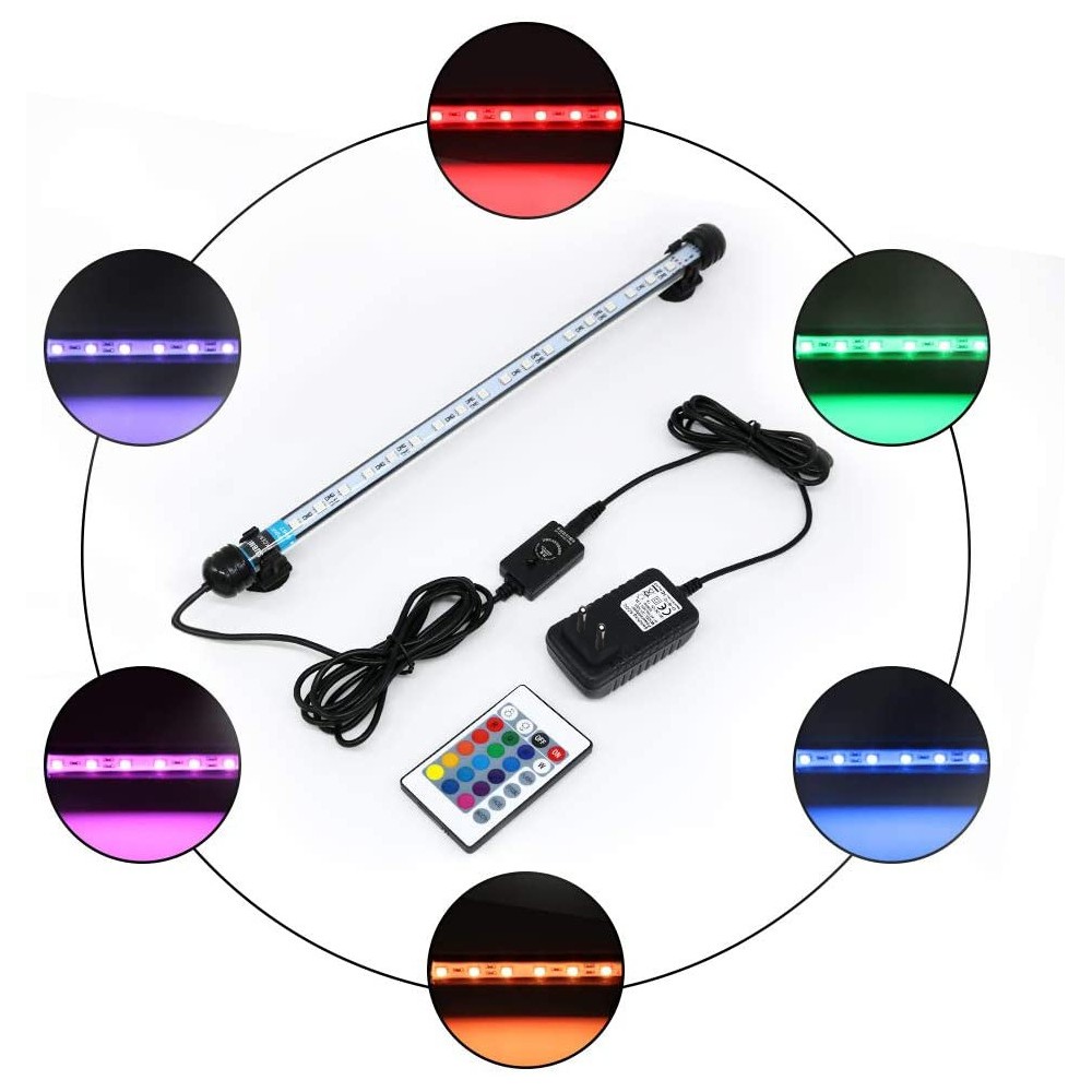 18 Cm Rgb Akvarie Armatur   2w Led, Med Sugekopper, Ip67, Memory Funktion fra Ledlife