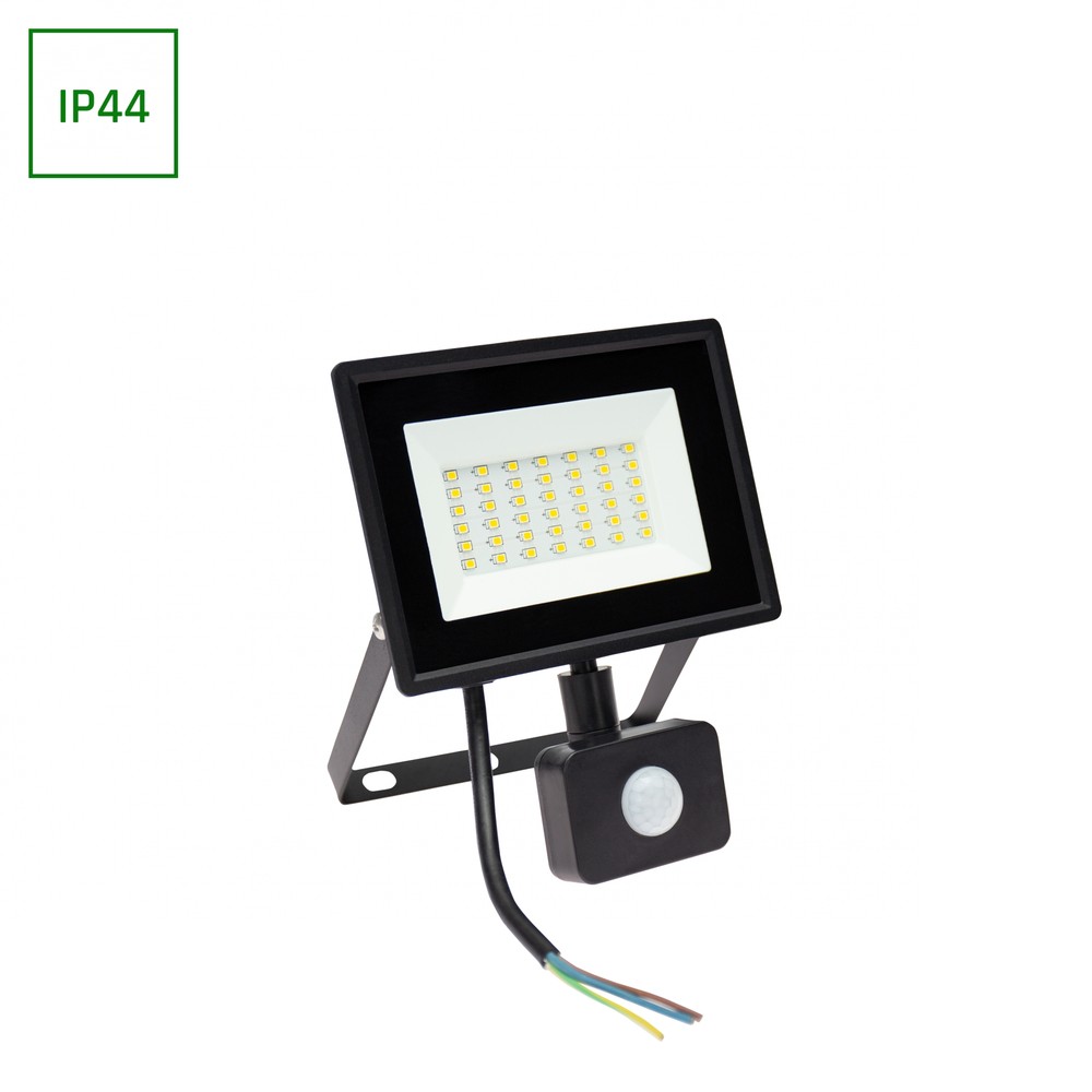 30w Noctis Lux 3 Projektør Med Sensor   Ip44, Neutral Hvid, Sort, Pir Sensor   Dæmpbar : Ikke Dæmpbar, Kulør : Neutral fra Spectrum