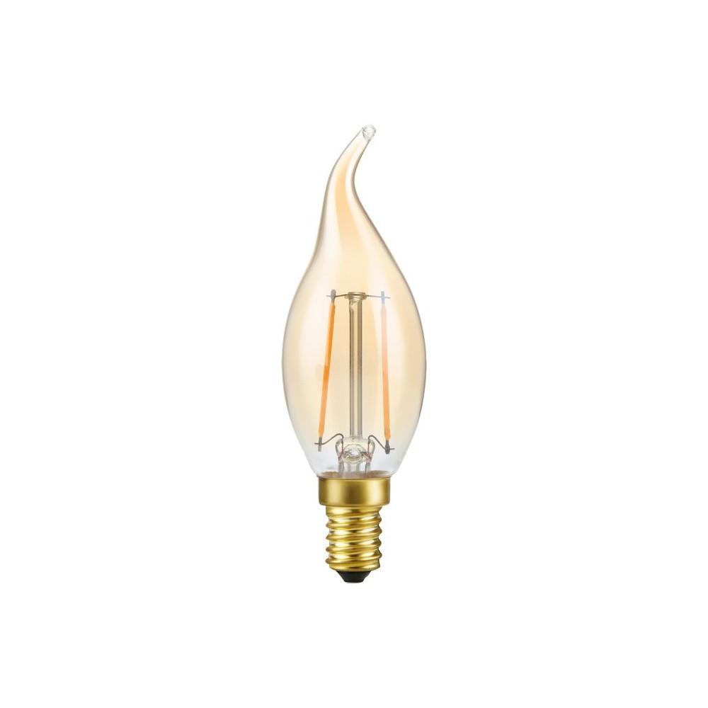 E14 2,9w Dæmpbar Led Kronepære Med Spids C35, 250lm, 2200k, Gyldent Glas, Filament Dæmpbar : Dæmpbar, Kulør : Ekstra Varm fra Spl