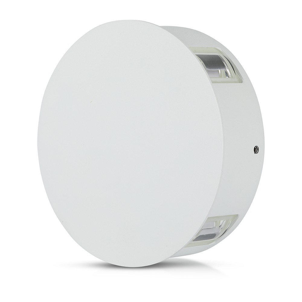 V Tac 4w Led Væglampe   Ip65, Hvid, Rund, 4 Vejs Lys, 4000k, Inkl. Lyskilde   Kulør : Neutral fra V-tac