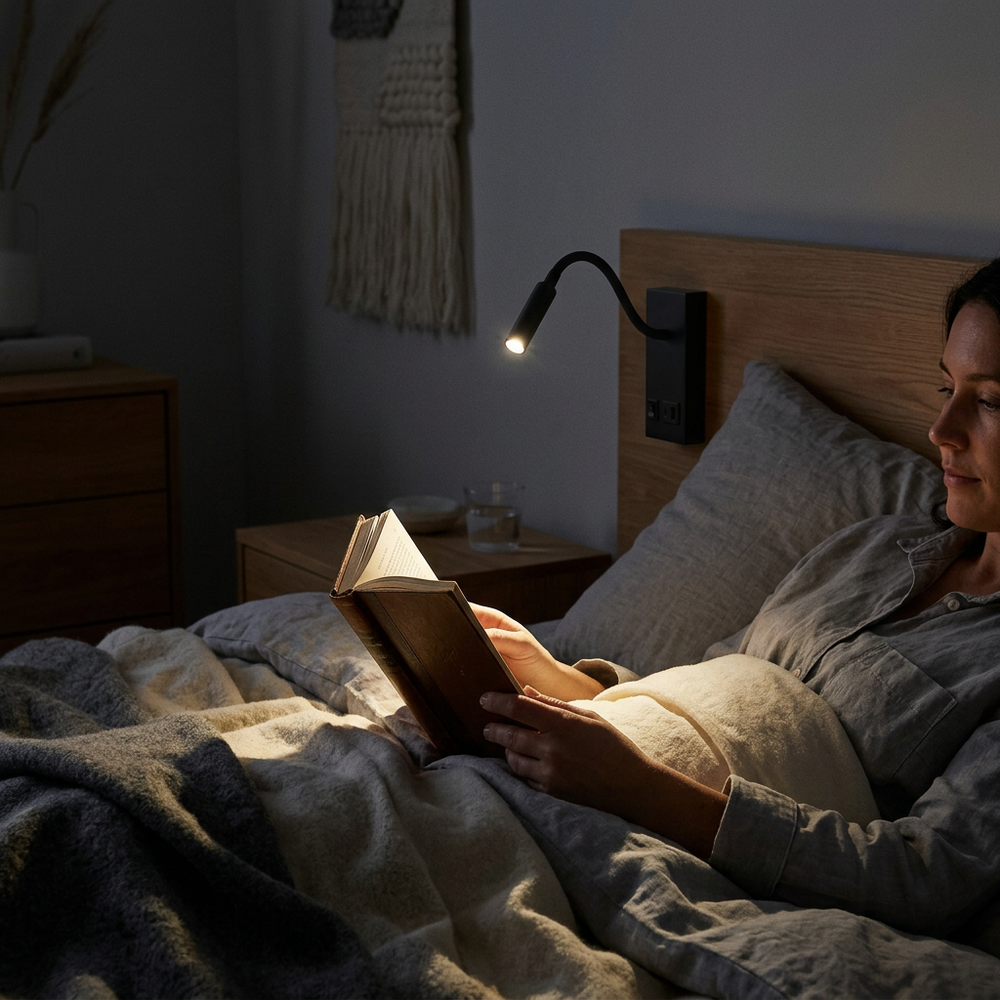 3w Led Sengelampe Med Usb A Og Usb C Opladningsstik   Cree Chip, Sort, Inkl. Lyskilde   Kulør : Varm fra V-tac
