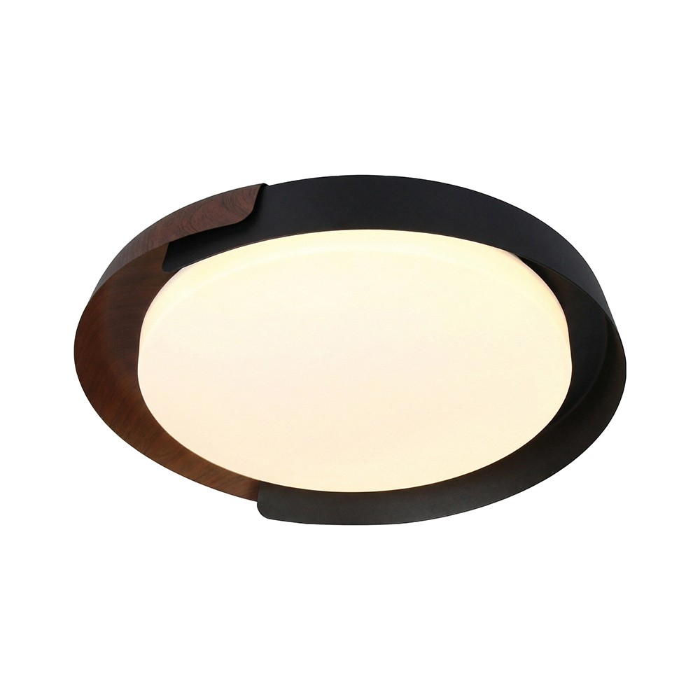 48w Led Dekorativ Loftslampe Med Fjernbetjening ø50cm, Dæmpbar, 3 I 1 Cct, Sort Og Trælook Kulør : 3 I 1 fra V-tac