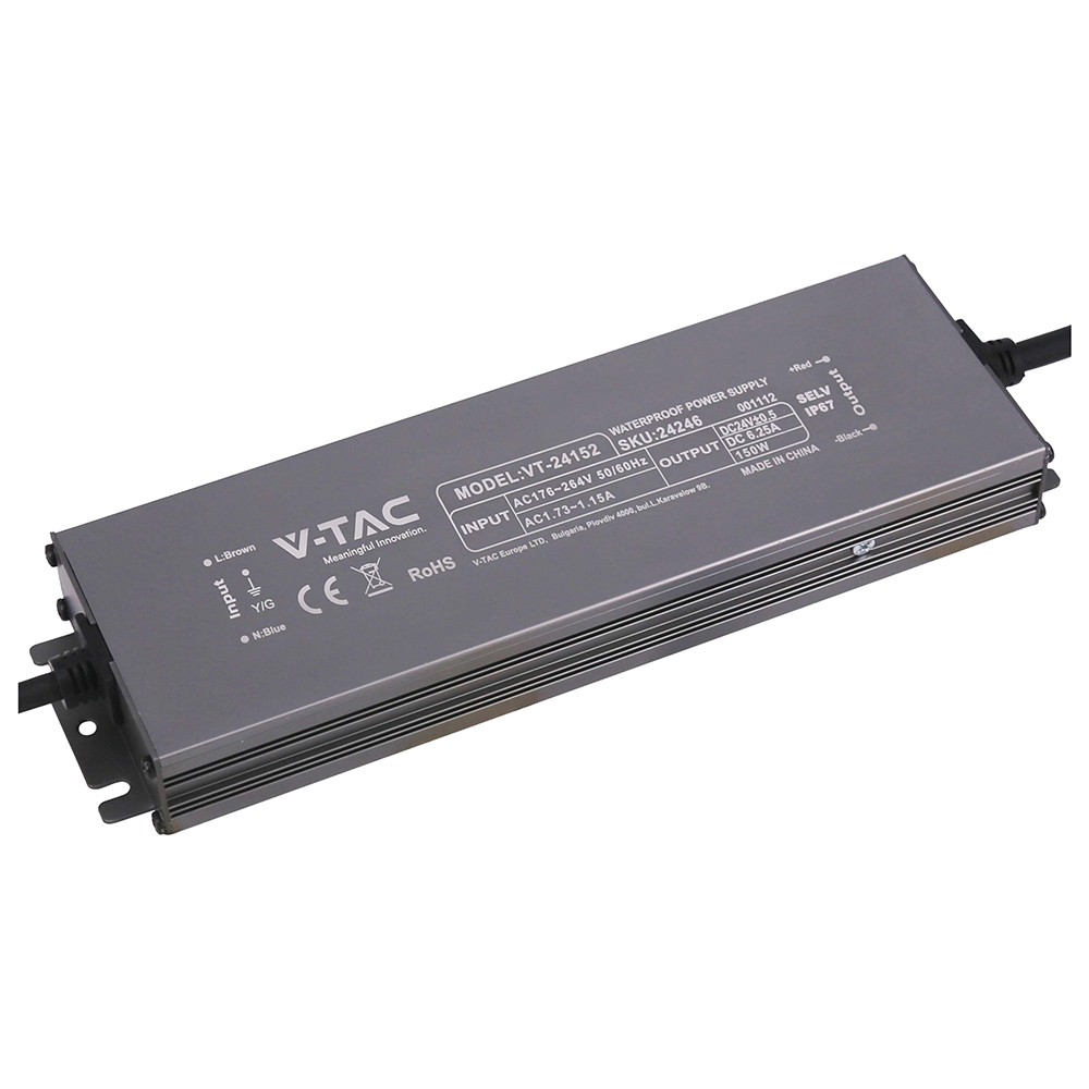 150w 24v Dc Strømforsyning Til Led Strips 6.25a, Ip67 Vandtæt fra V-tac