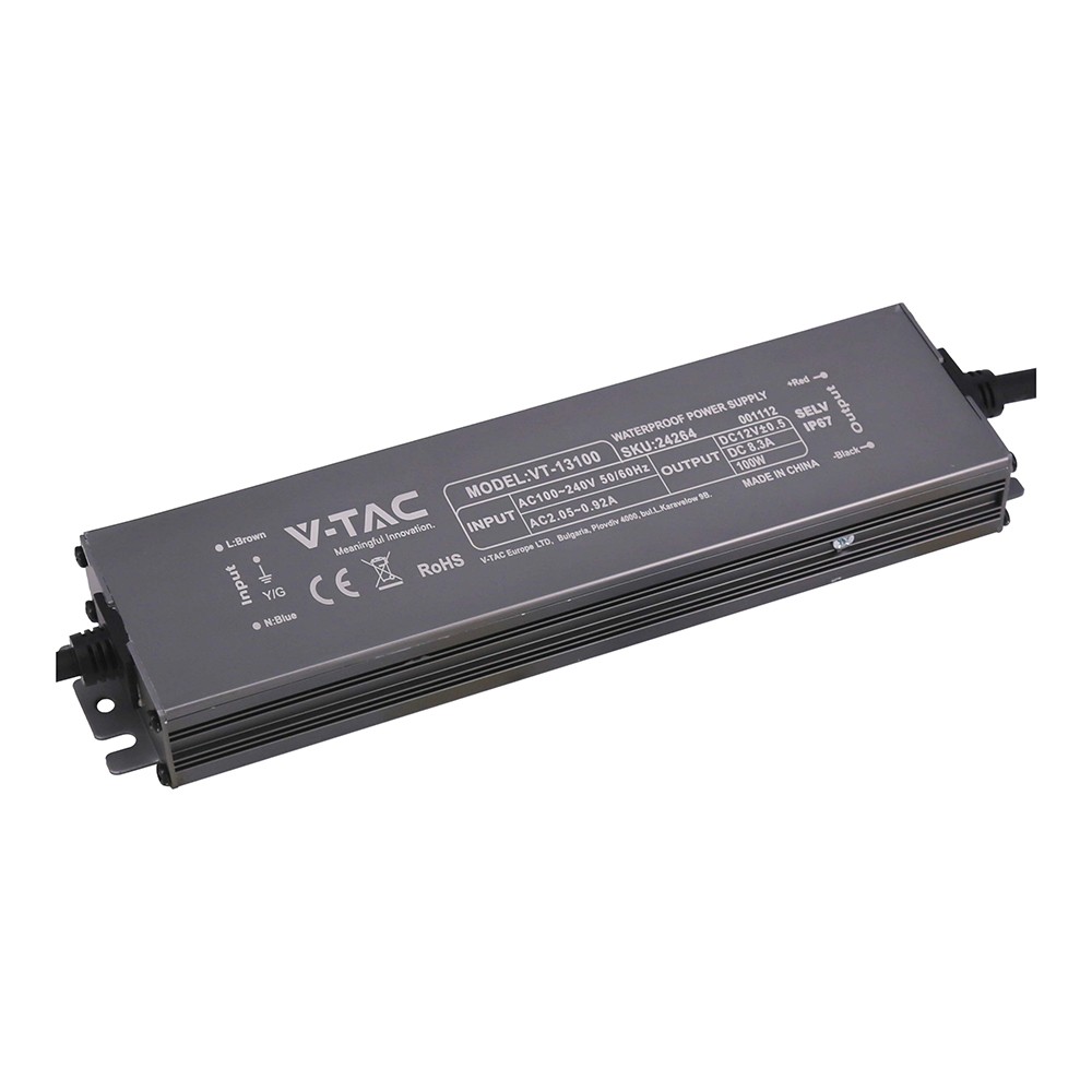 100w 12v Dc Strømforsyning 8.3a, Ip67 Vandtæt fra V-tac