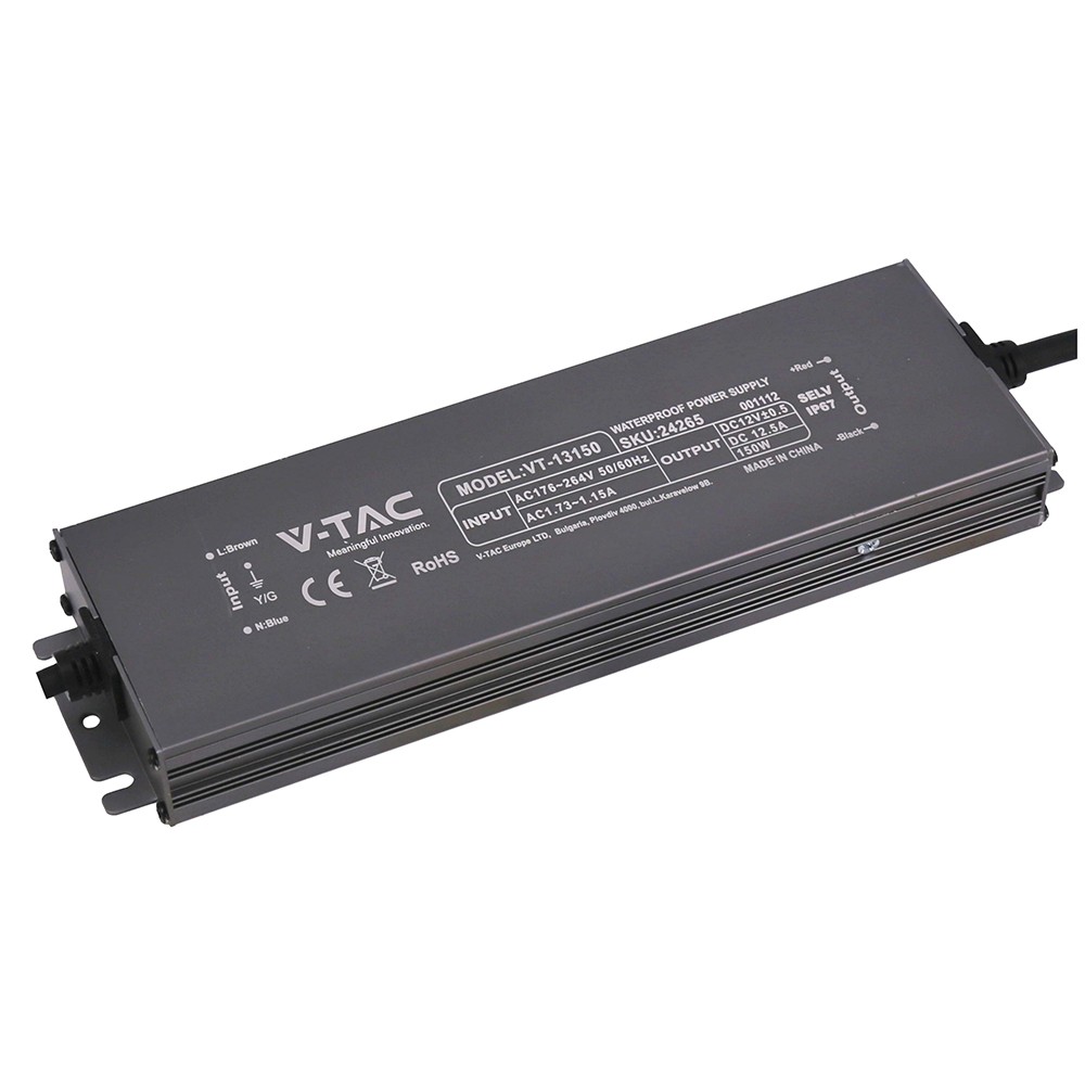 150w 12v Dc Strømforsyning 12.5a, Ip67 Vandtæt fra V-tac