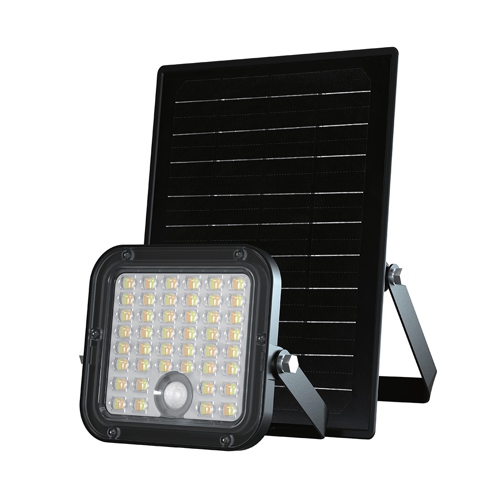 30w Solara Cct Led Projektør Med Solcelle   6.4v, Ip65, Sort, Fjernbetjening, Cct Skift, Inkl. Batteri   Kulør : Cct (varm Til Kold Hvid) fra V-tac