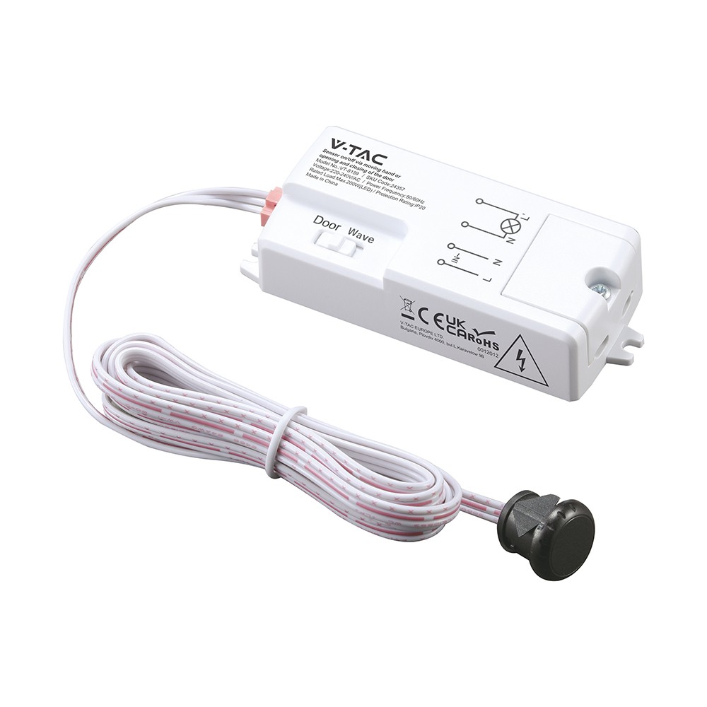 V Tac Infrarød Bevægelsessensor   Hvid, 2 I 1, Max 200w Led, Ip20 Indendørs fra V-tac