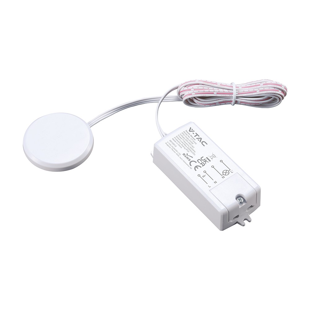 V Tac Infrarød Touch Sensor, Kapacitiv, Hvid   Max 600w Led, Indbygget Touch Funktion, Virker Igennem Bordplade fra V-tac