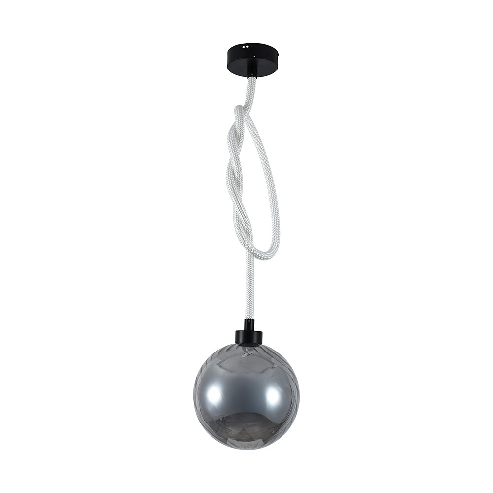 20w Led Designer Pendel   ø23cm, Smoke Glas, 3000k, Højde 180cm, Inkl. Lyskilde   Kulør : Varm fra V-tac