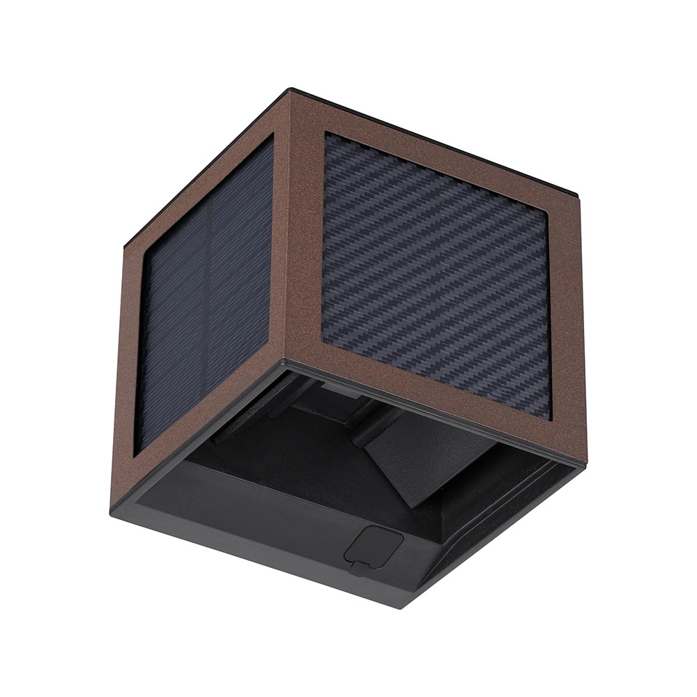 V Tac 9w Solara Væglampe Med Sensor, Cct   Ip65, Corten Hus, Solcelle, Pir Sensor   Kulør : 3 I 1 fra V-tac