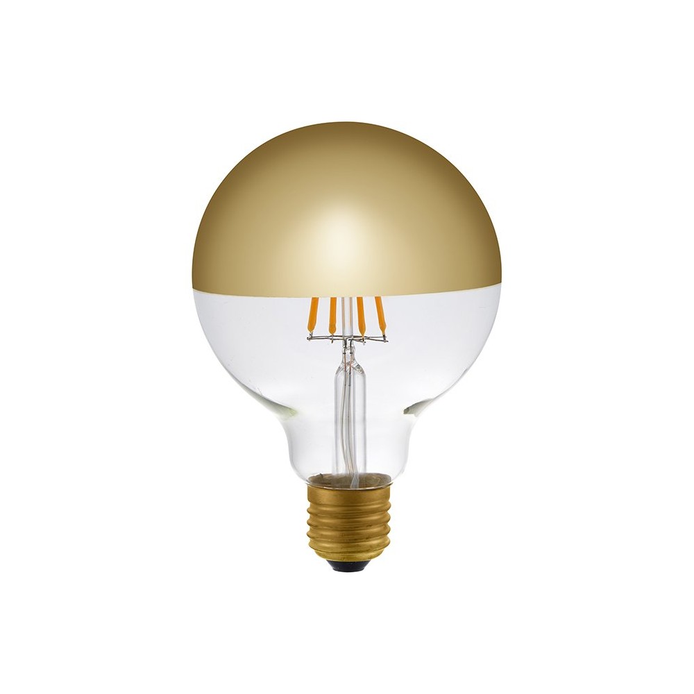 E27 4w Dæmpbar Led Kronepære G95, Topforsøjlet Guld, 350lm, 2500k, Filament Globe Dæmpbar : Dæmpbar, Kulør : Ekstra Varm fra Spl