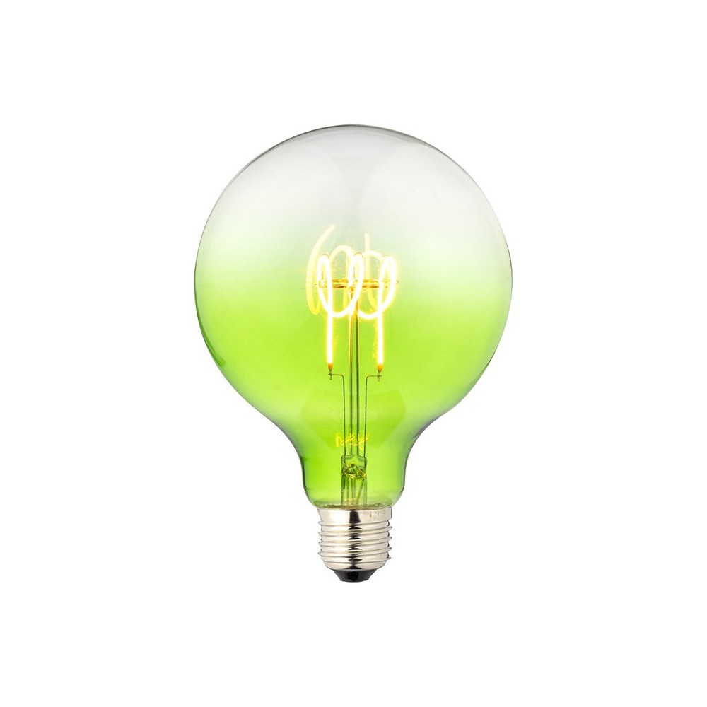 E27 4w Dæmpbar Led Filament Pære   G125, Flex Globe, Grøn, 140lm   Dæmpbar : Dæmpbar fra Spl