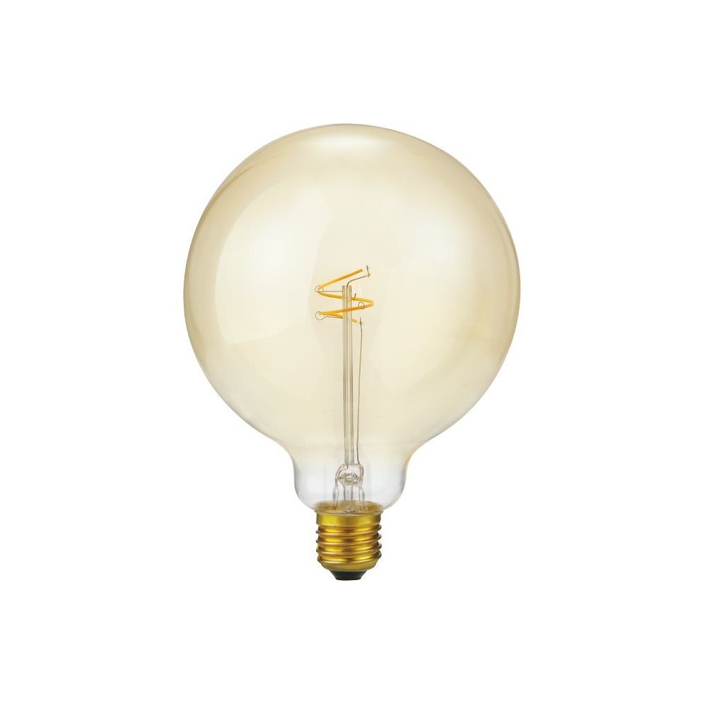 E27 4,2w Slim Flex Filament G125 470lm, Dæmpbar, 2200k, Gyldent Glas Dæmpbar : Dæmpbar, Kulør : Ekstra Varm fra Spl
