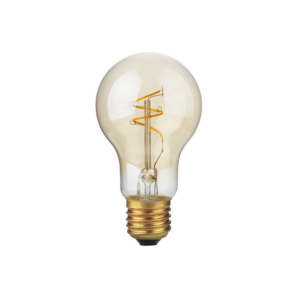 E27 4,2w Slim Flex Filament Dæmpbar Led Pære   470lm, A60, 2200k, Gold Finish   Dæmpbar : Dæmpbar, Kulør : Ekstra Varm fra Spl