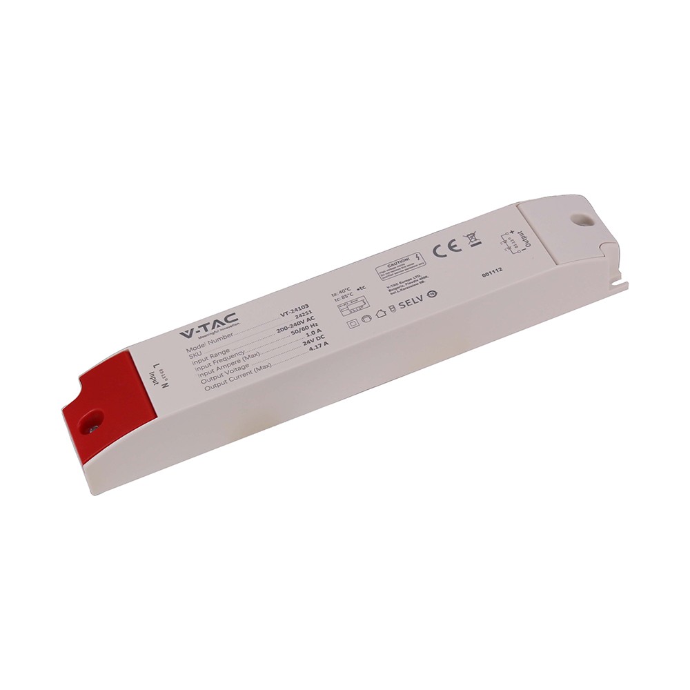 100w 24v Dc Strømforsyning Til Led Strips 4.17a, Ip44 Vådrum fra V-tac