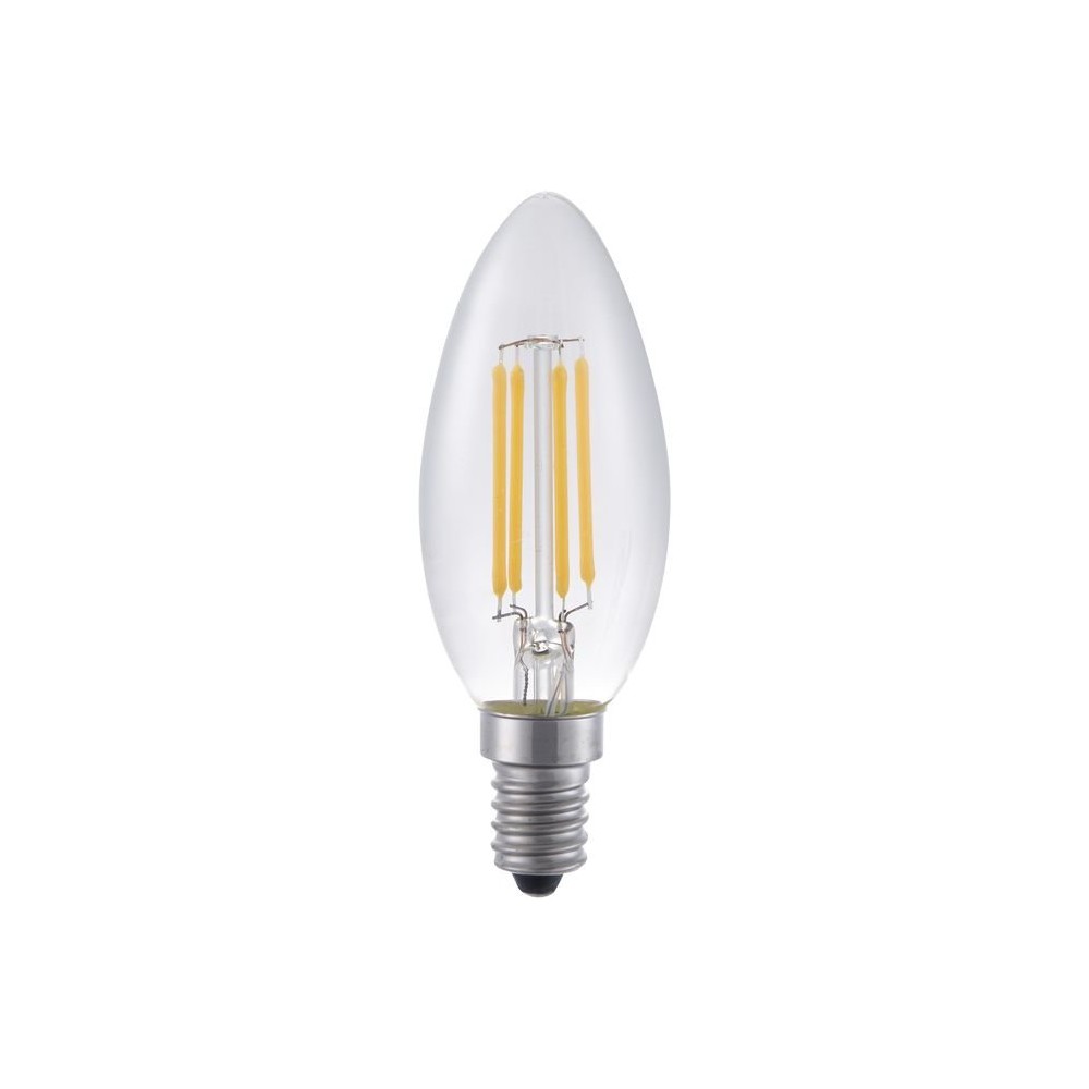E14 4w Dæmpbar Led Kronepære Filament, C35, 370lm, 2500k, Klar Glas Dæmpbar : Dæmpbar, Kulør : Ekstra Varm fra Spl