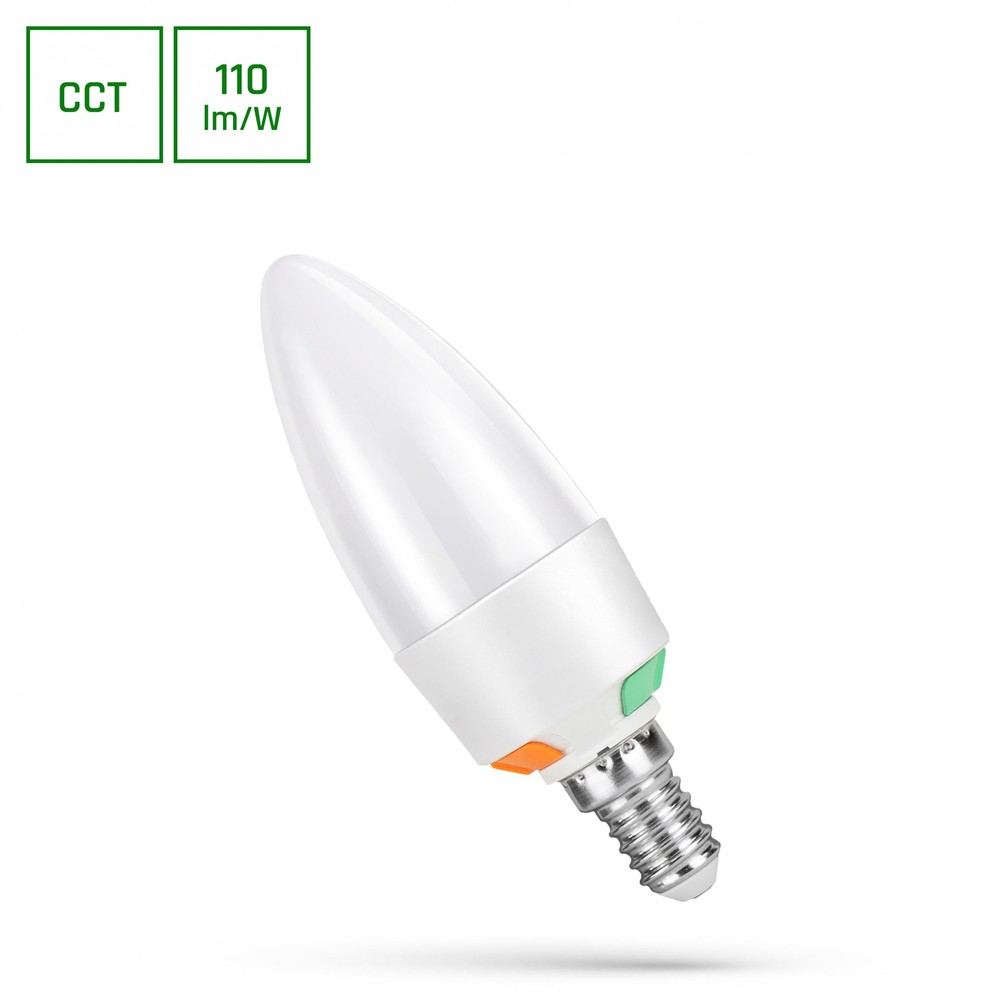 E14 6w Led Kertepære C37, Cct, 3 Trin Watt Justering, Inkl. Lyskilde Dæmpbar : Ikke Dæmpbar fra Spectrum