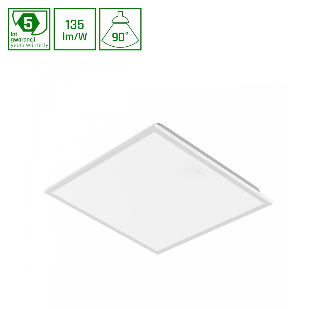 60x60 Led Panel, 40w, Ugr19 Dali Dæmpbar, 90°, Hvid Kant, Neutral Hvid Dæmpbar : Dali Dæmpbar, Kulør : Neutral fra Spectrum
