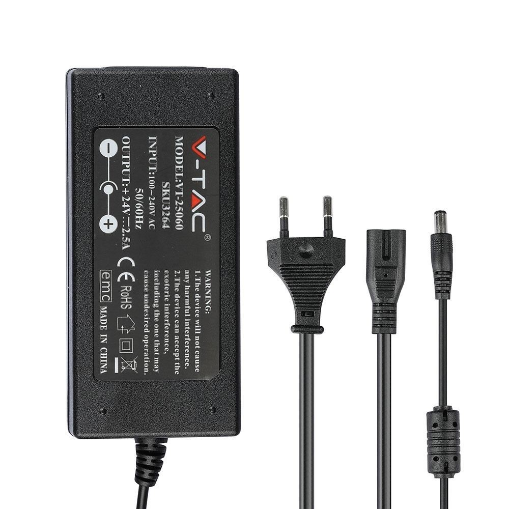 60w 24v Dc Strømforsyning Til Led Strips 2.5a, Ip44 Vådrum fra V-tac